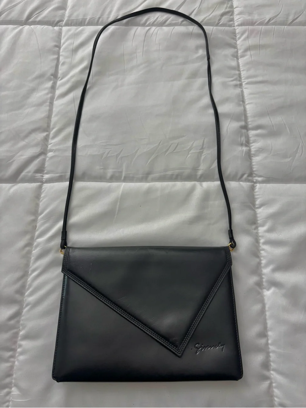 Givenchy Black Leather Envelope Bag/Clutch, Gold Hardware, GVC, 10x7x2+